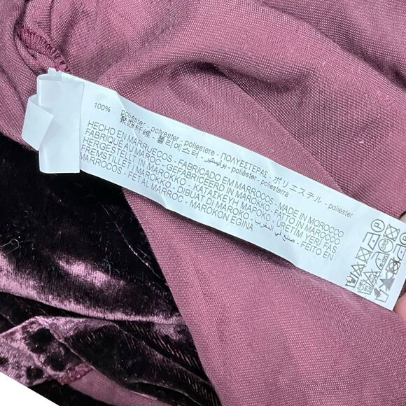 ZARA Burgundy Velvet Midi Dress Flutter Sleeve Holiday Cocktail Size S - Picture 10 of 13